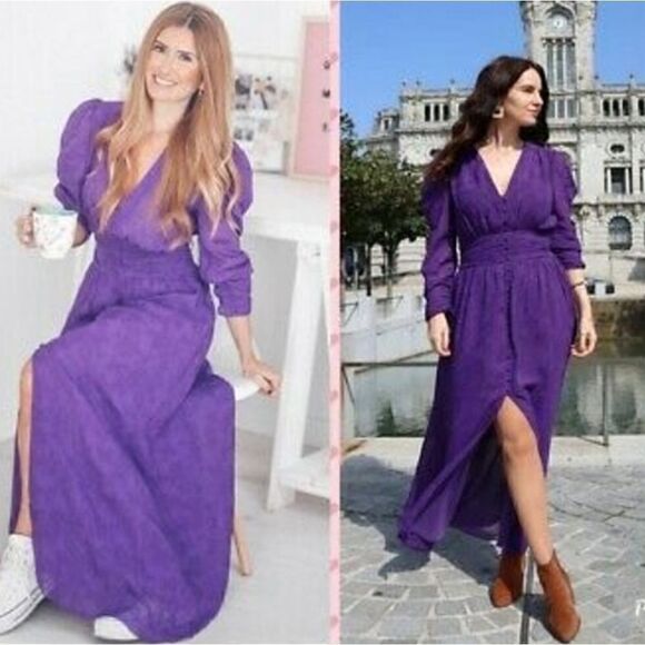 Zara Purple 🔮Vibes🔮 Button Front Maxi Dress - Picture 16 of 16